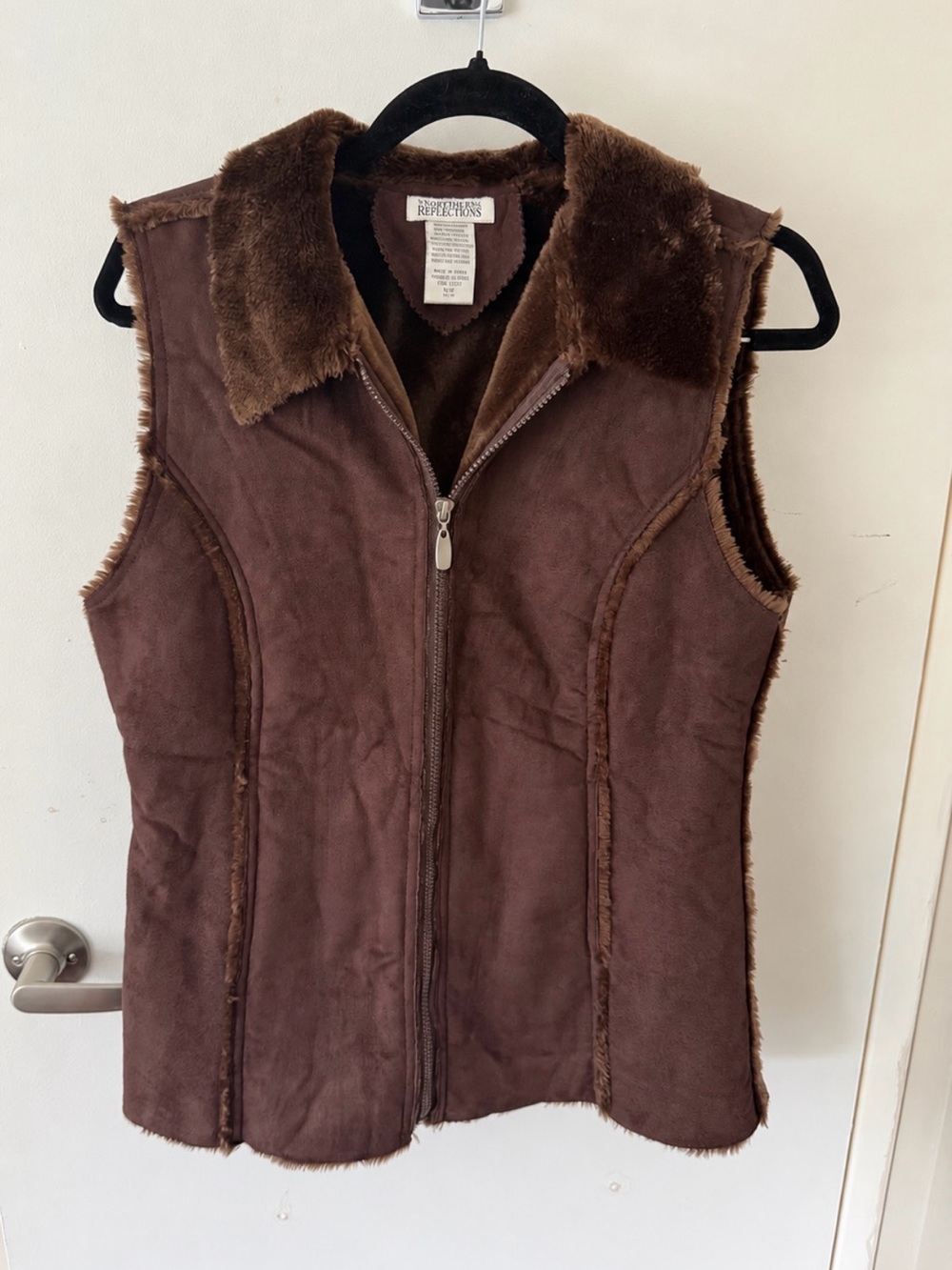 Northern Reflections Brown Faux-Shearling Zip Vest